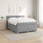 Box Spring Seng med Madras og LED Lysegrå 140 x 200 cm Stof
