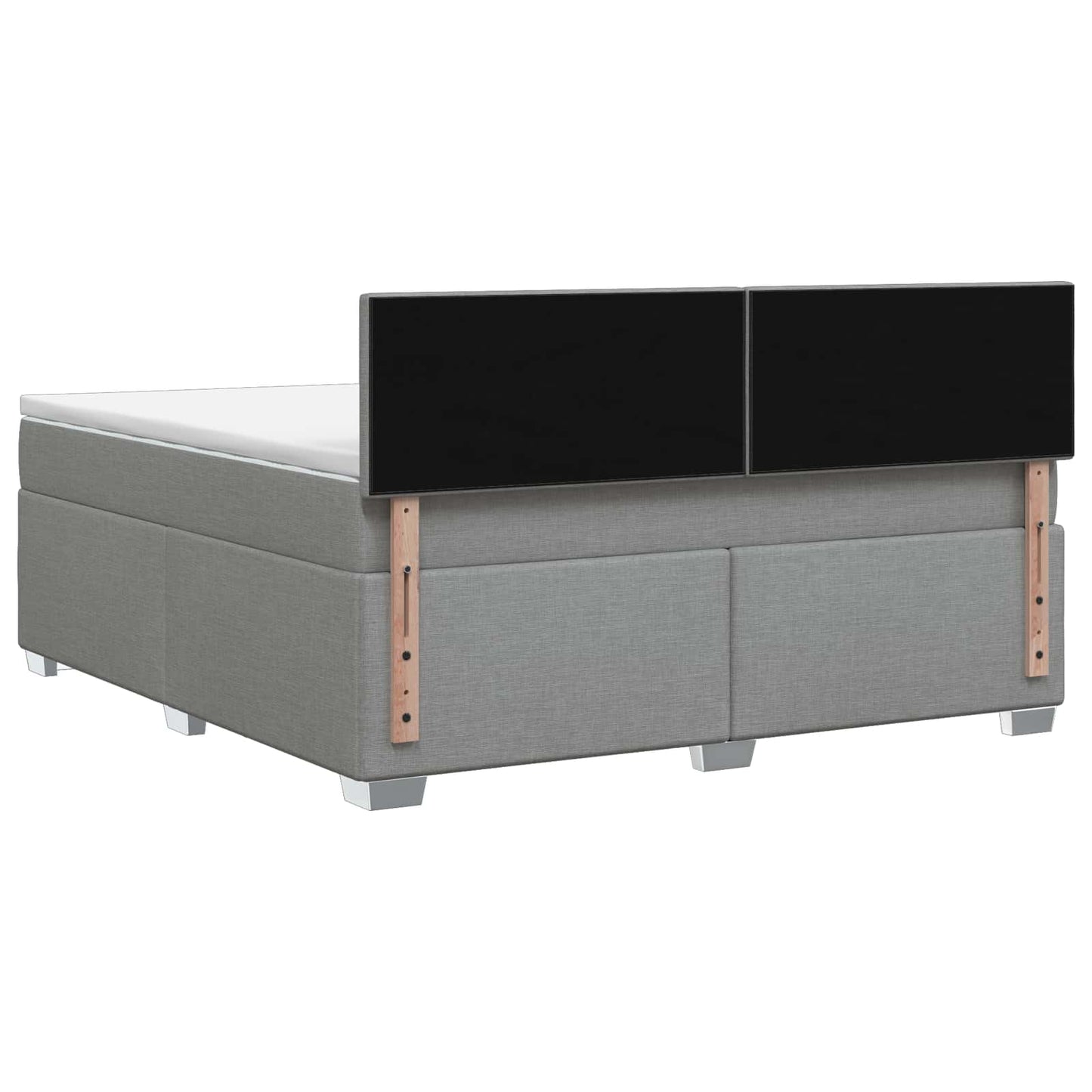 Box Spring Seng med Madras og LED Lysegrå 180 x 200 cm Stof