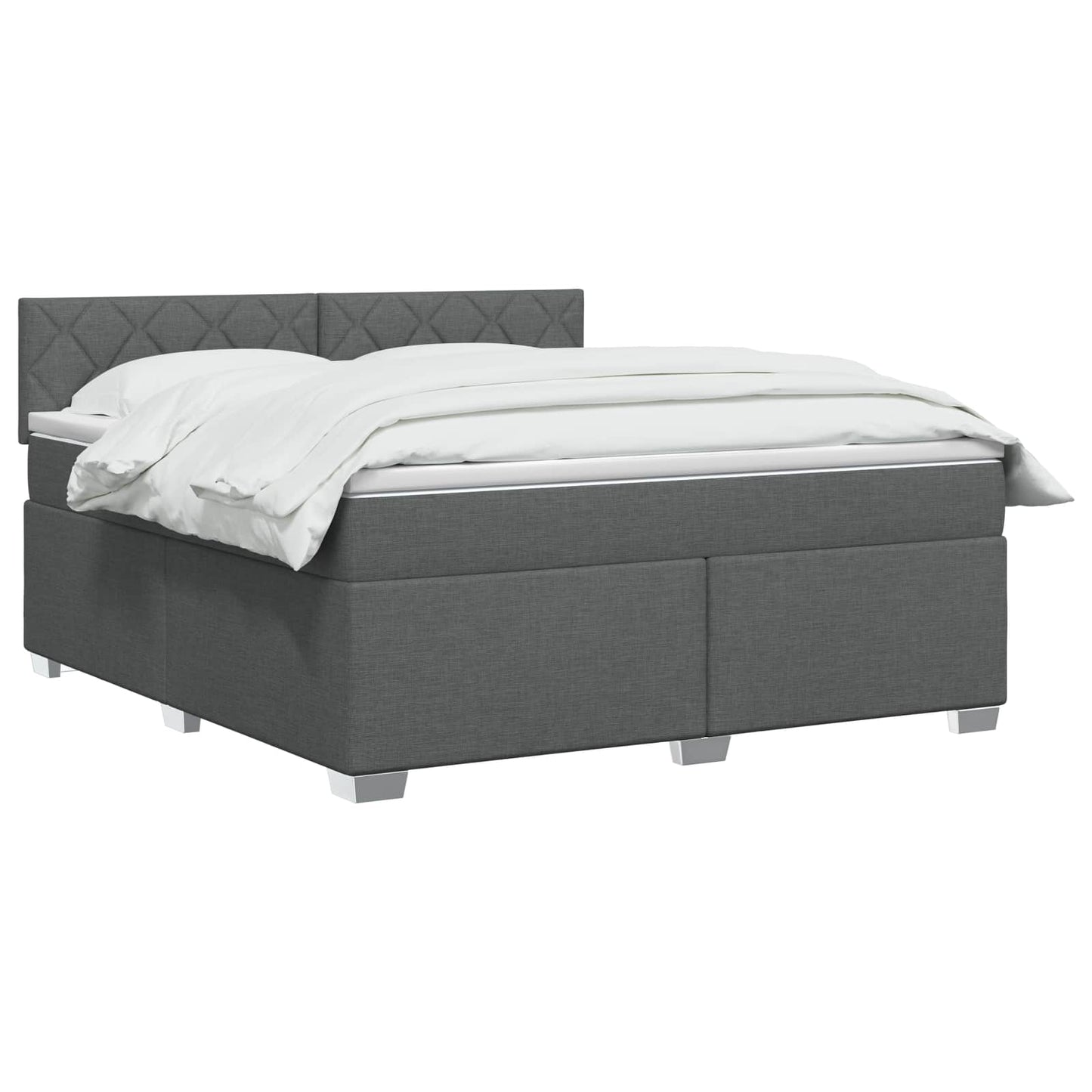 Box Spring Seng med Madras og LED Mørkegrå 180 x 200 cm Stof