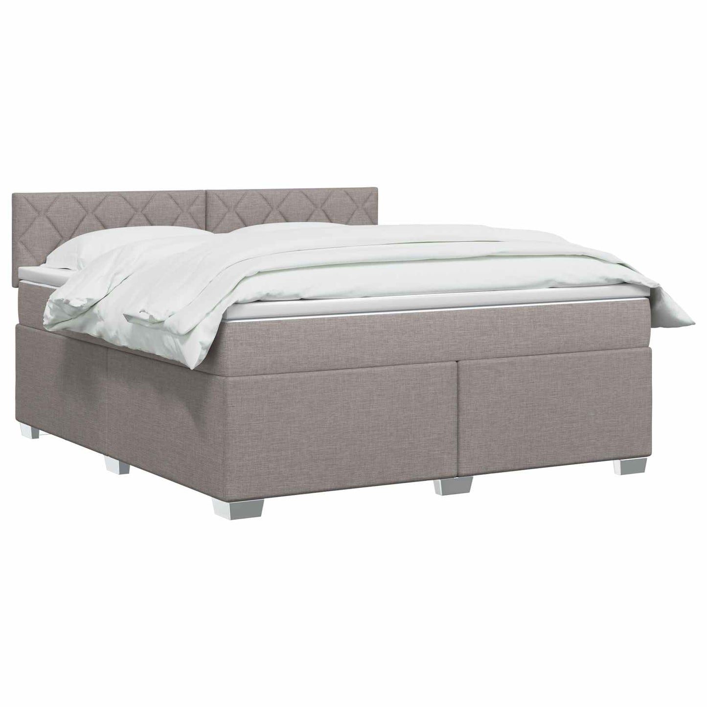 Box Spring Seng med Madras og LED Gråbrun 180 x 200 cm Stof