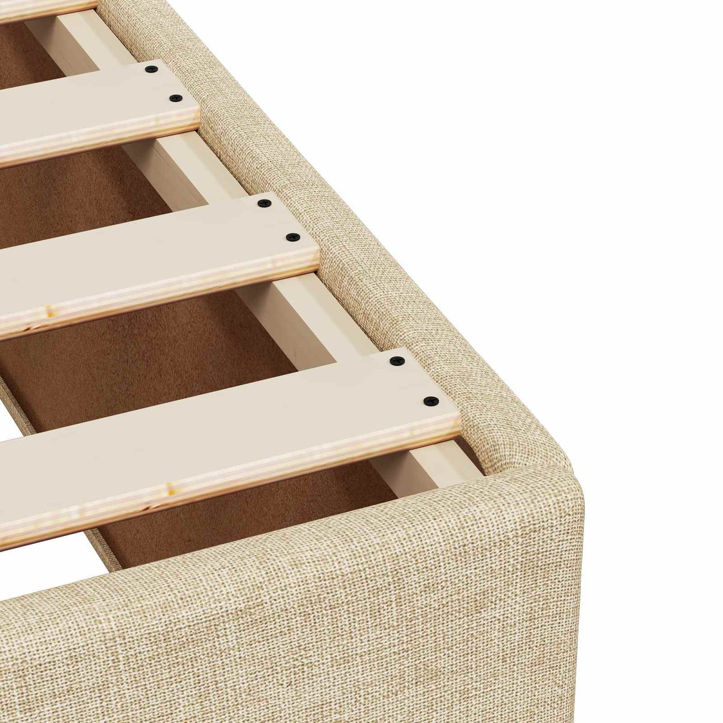Box Spring Seng med Madras og LED Cremefarvet 180 x 200 cm Stof