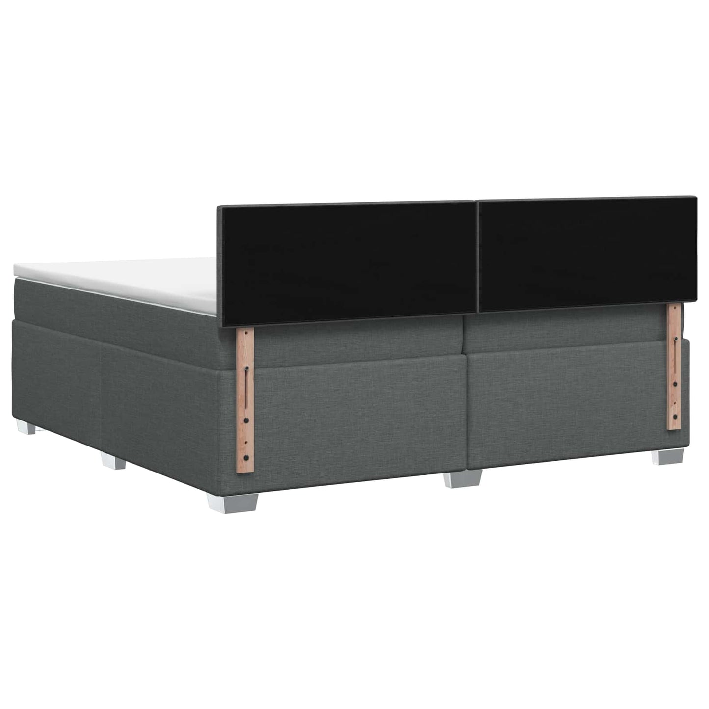 Box Spring Seng med Madras og LED Mørkegrå 200 x 200 cm Stof