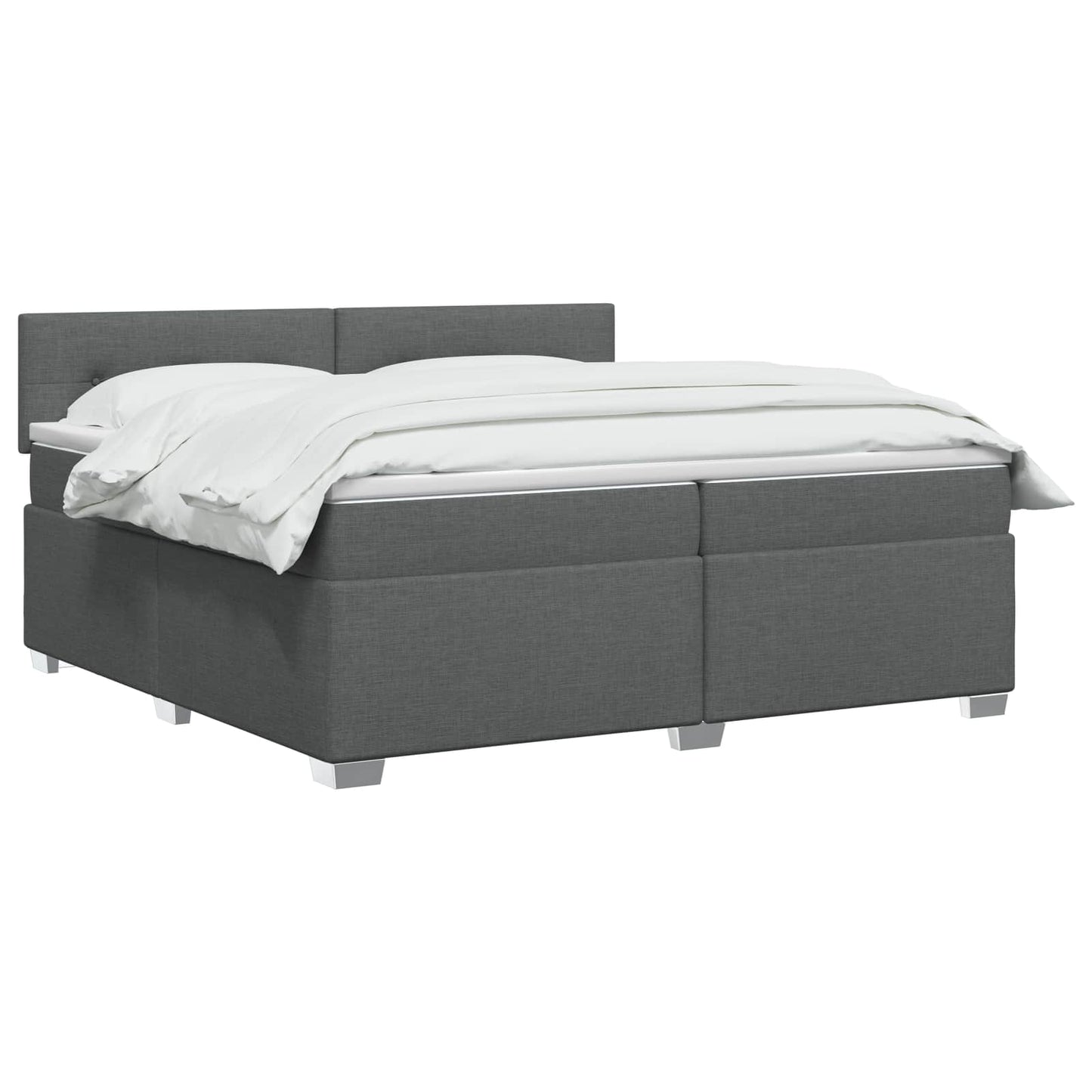 Box Spring Seng med Madras og LED Mørkegrå 200 x 200 cm Stof