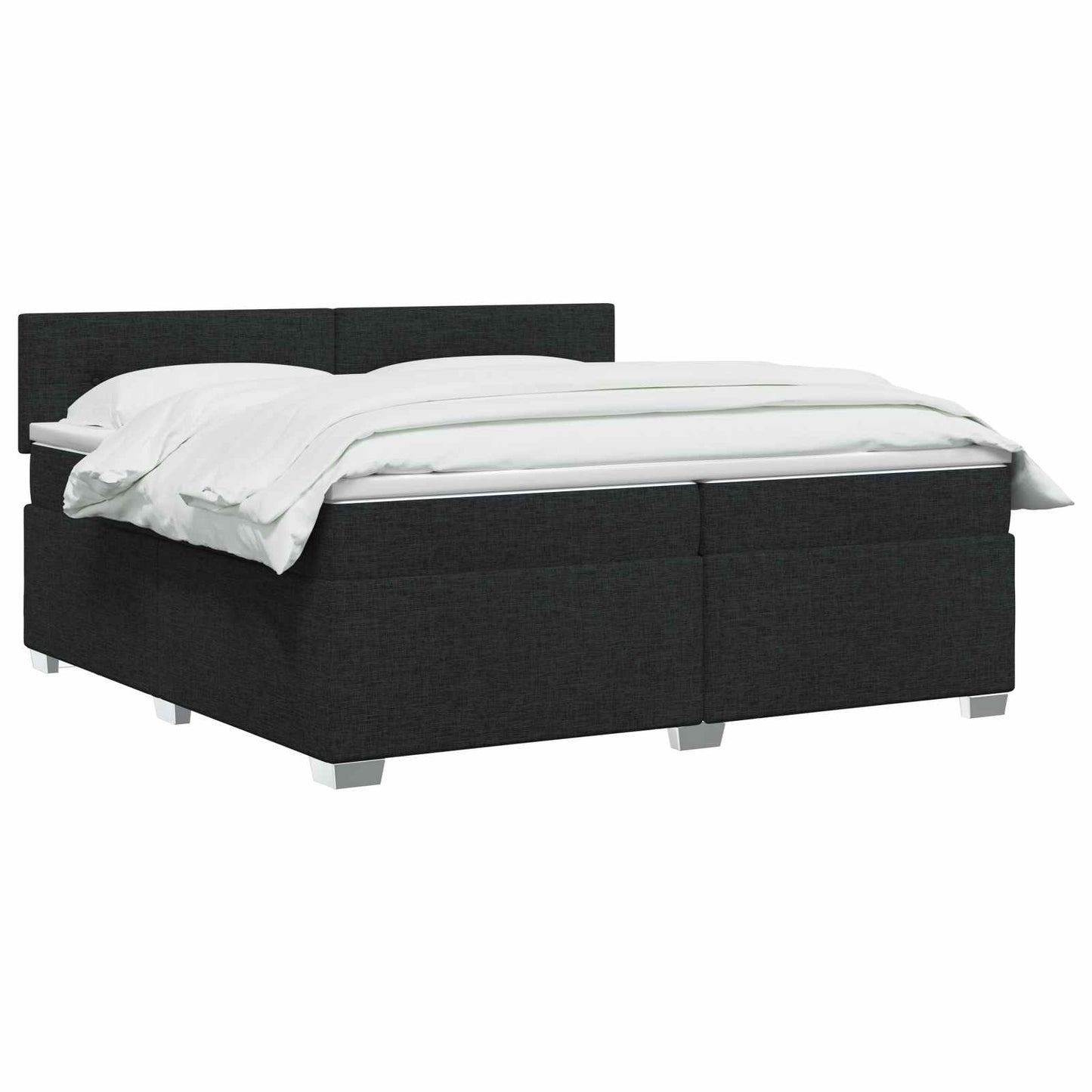 Box Spring Seng med Madras og LED Sort 200 x 200 cm Stof