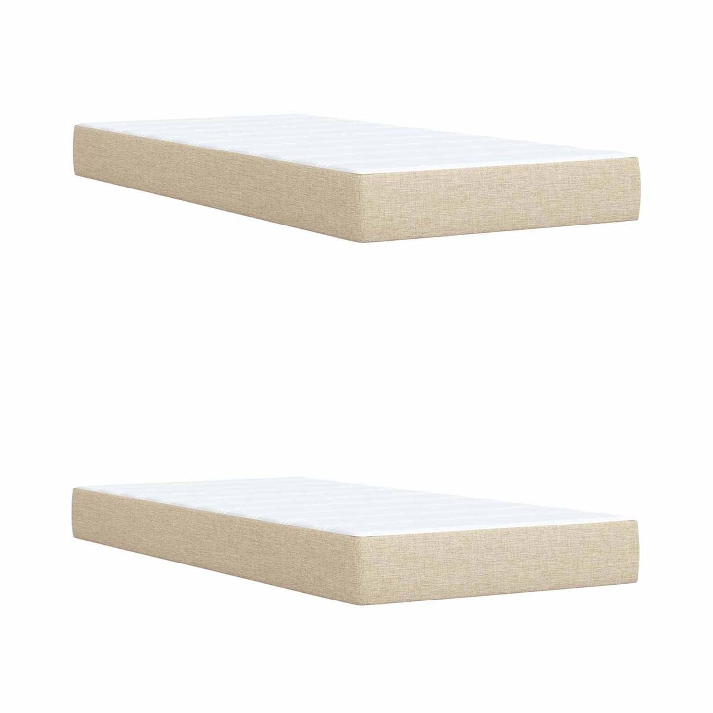 Box Spring Seng med Madras og LED Cremefarvet 200 x 200 cm Stof