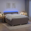 Box Spring Seng med Madras og LED Gråbrun 200 x 200 cm Stof