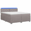 Box Spring Seng med Madras og LED Gråbrun 200 x 200 cm Stof