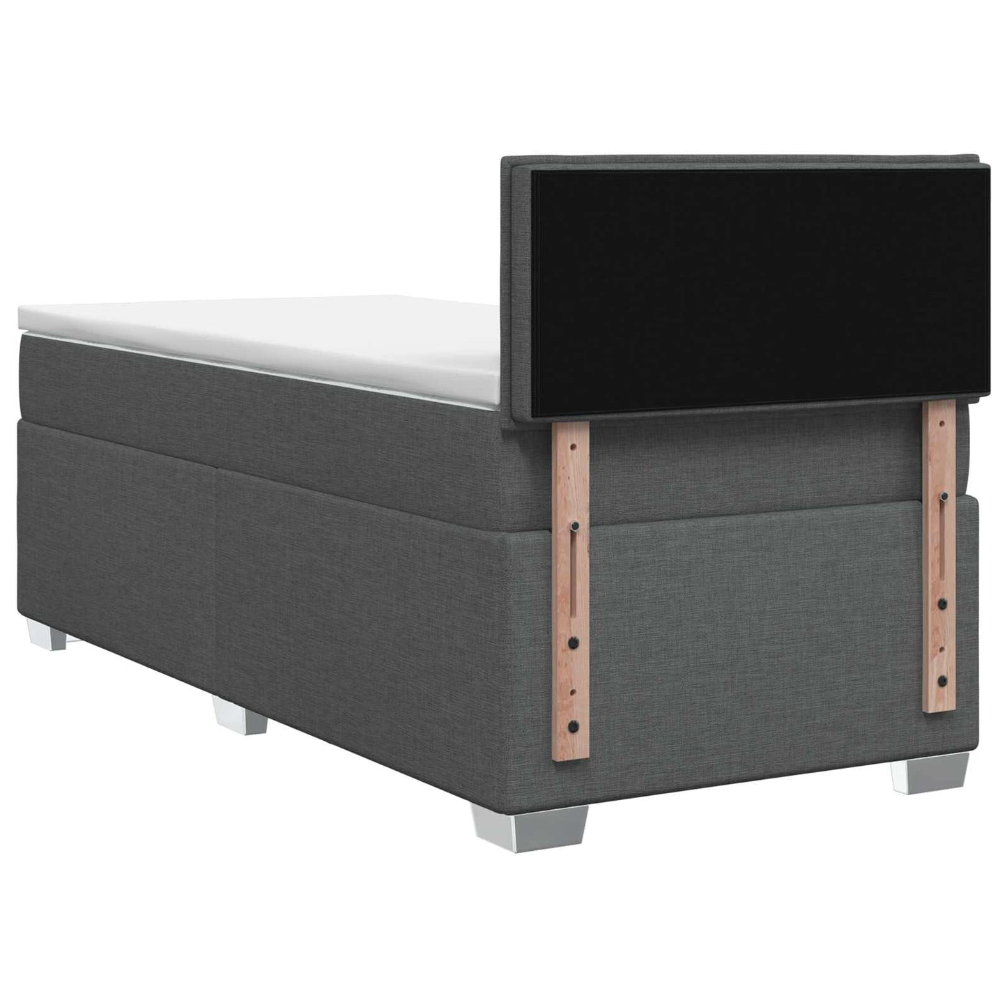 Box Spring Seng med Madras og LED Mørkegrå Enkelt Stof