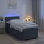 Box Spring Seng med Madras og LED Mørkegrå Enkelt Velour