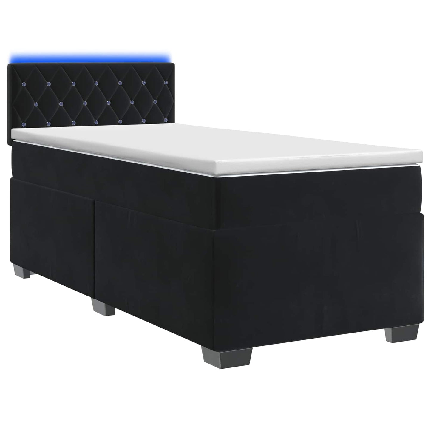 Box Spring Seng med Madras og LED Sort 80 x 200 cm Velour