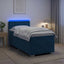 Box Spring Seng med Madras og LED Blå 90 x 190 cm Velour