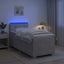 Box Spring Seng med Madras og LED Lysegrå 90 x 200 cm Velour