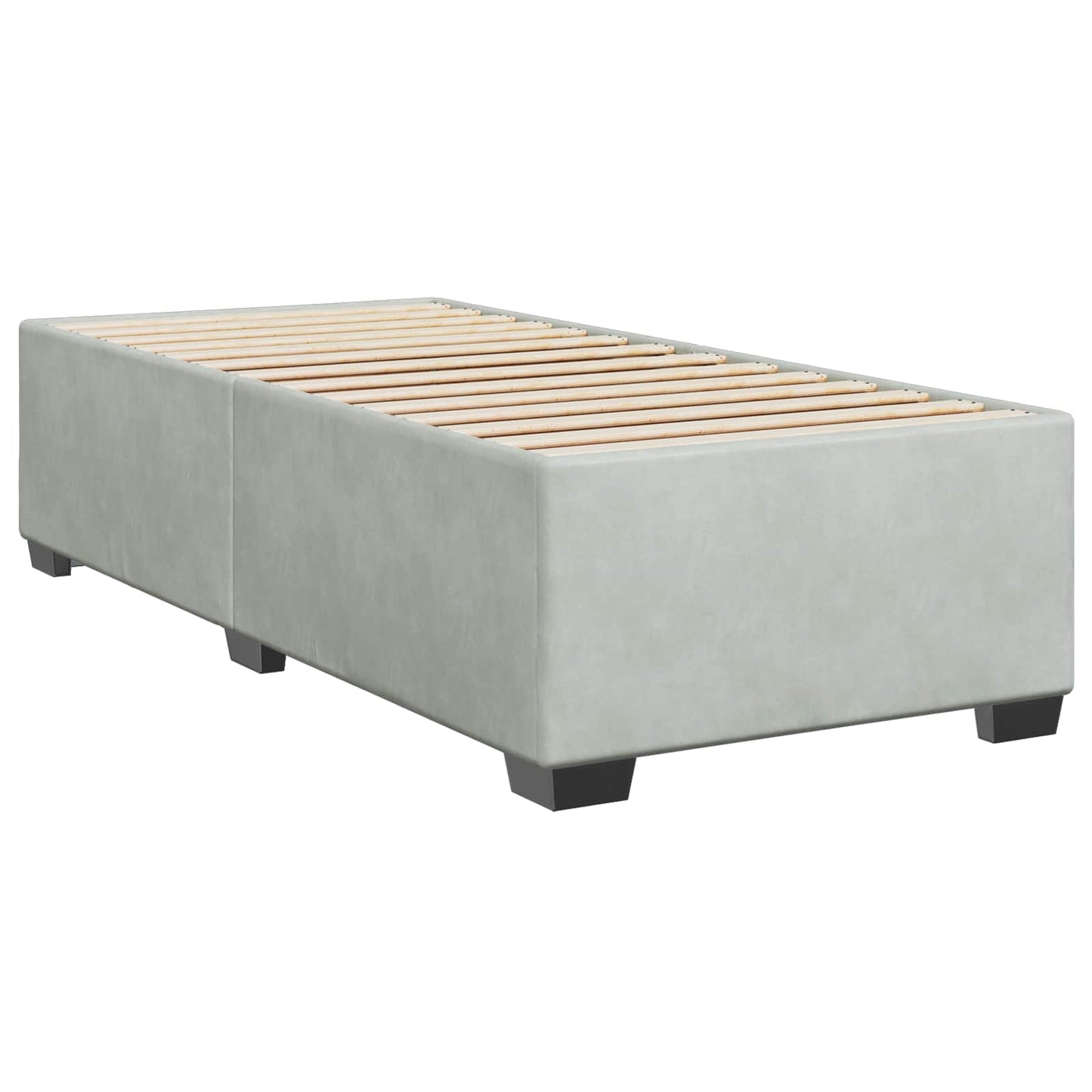Box Spring Seng med Madras og LED Lysegrå 80 x 200 cm Velour