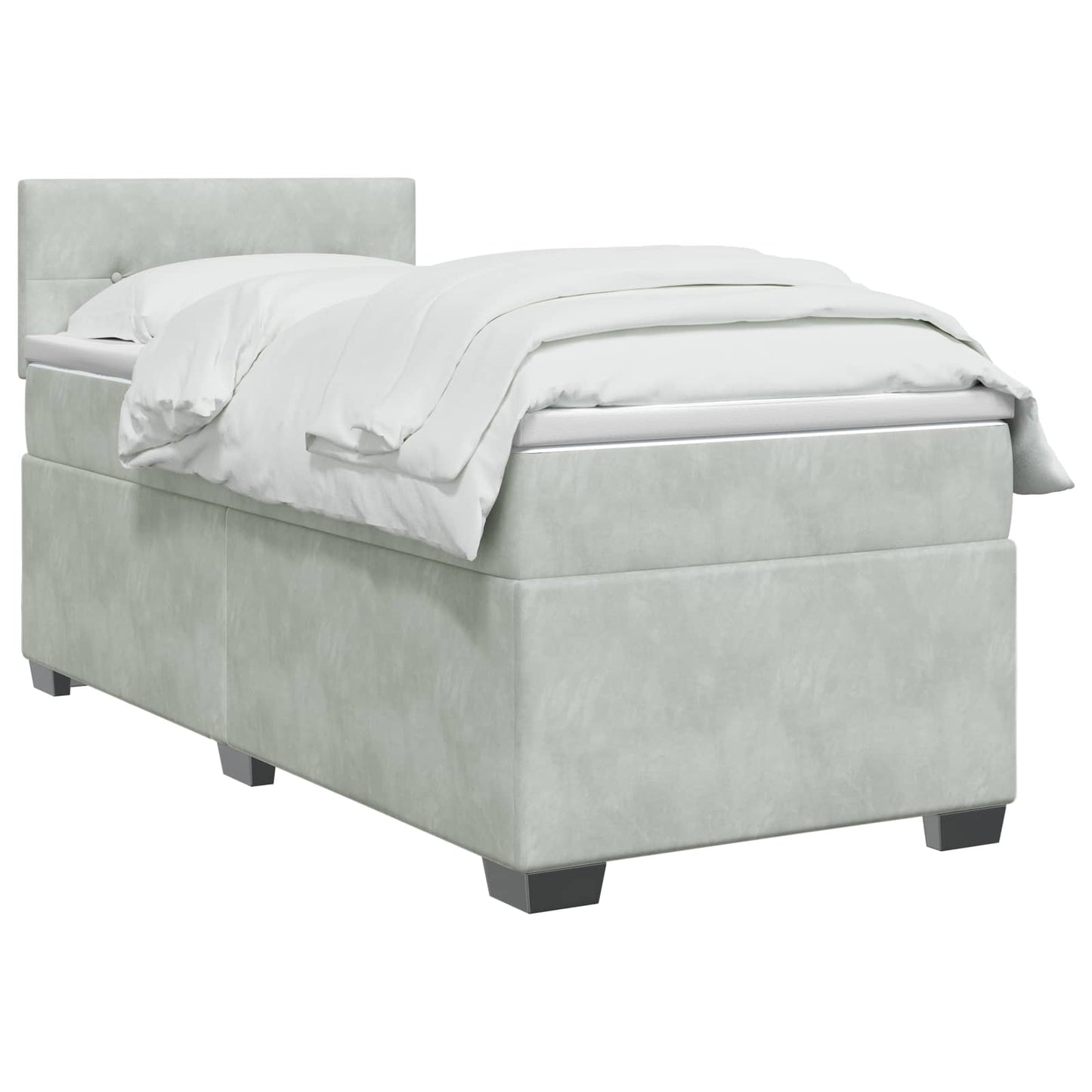 Box Spring Seng med Madras og LED Lysegrå 80 x 200 cm Velour