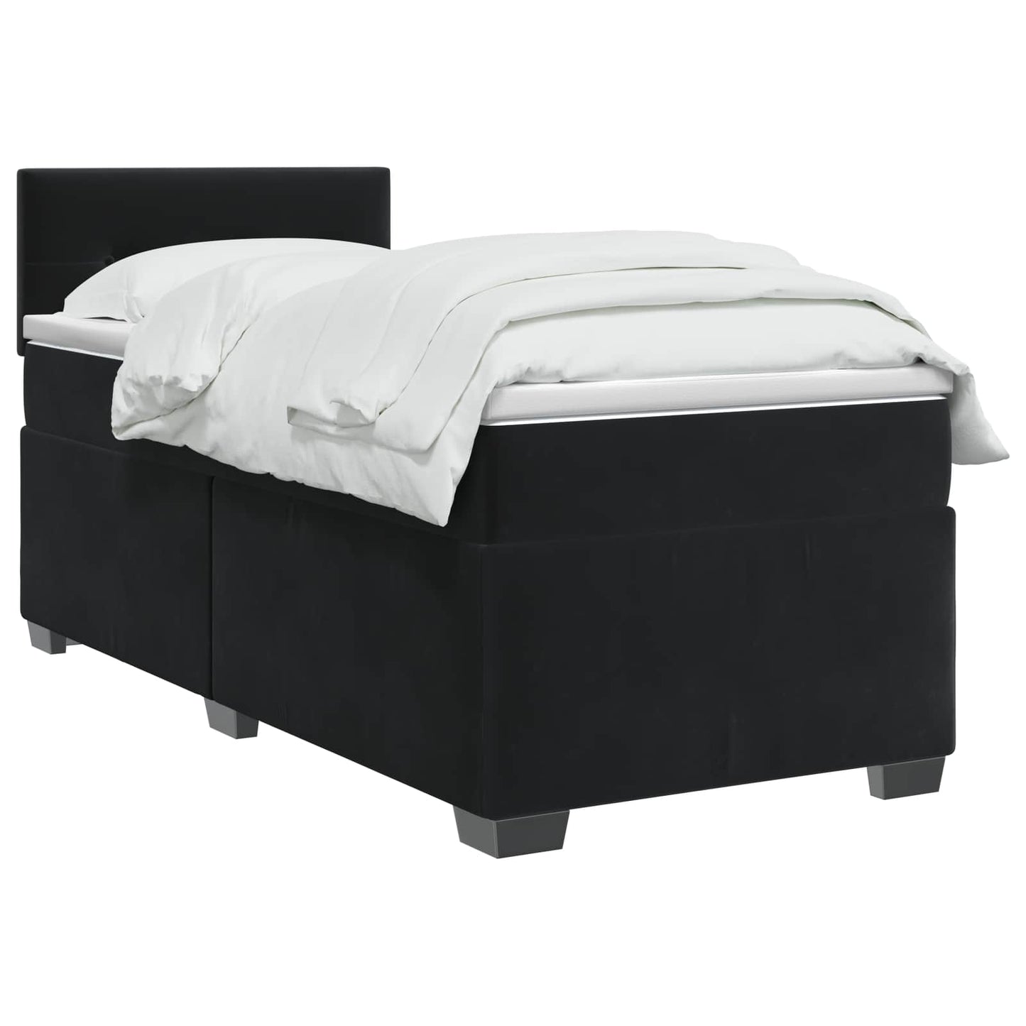 Box Spring Seng med Madras og LED Sort 80 x 200 cm Velour