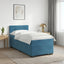 Box Spring Seng med Madras og LED Blå 90 x 200 cm Velour