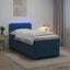 Box Spring Seng med Madras og LED Blå 100 x 200 cm Velour