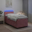 Box Spring Seng med Madras og LED Lyserød 100 x 200 cm Velour
