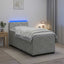 Box Spring Seng med Madras og LED Lysegrå Enkelt Velour