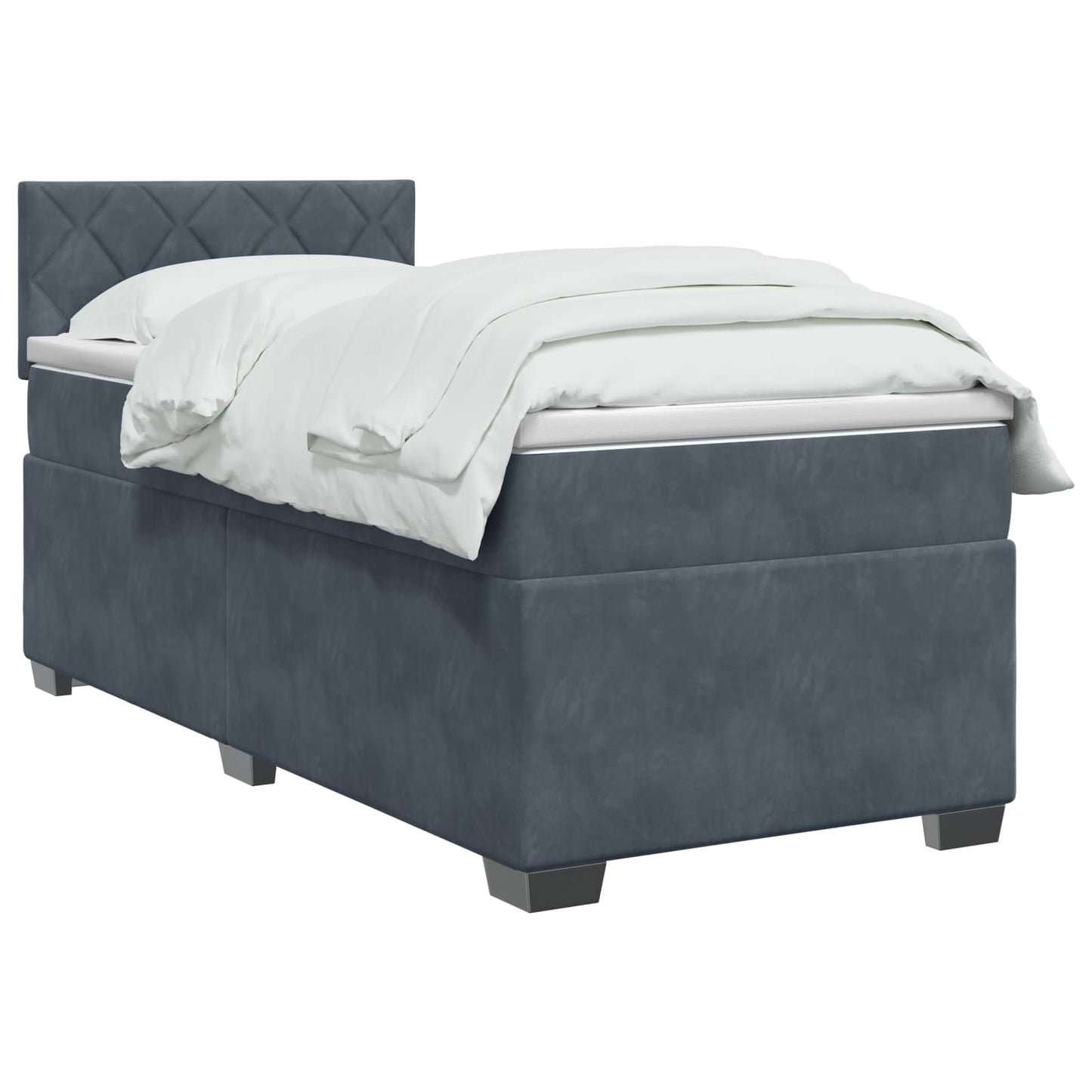 Box Spring Seng med Madras og LED Mørkegrå 80 x 200 cm Velour