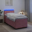 Box Spring Seng med Madras og LED Lyserød 80 x 200 cm Velour