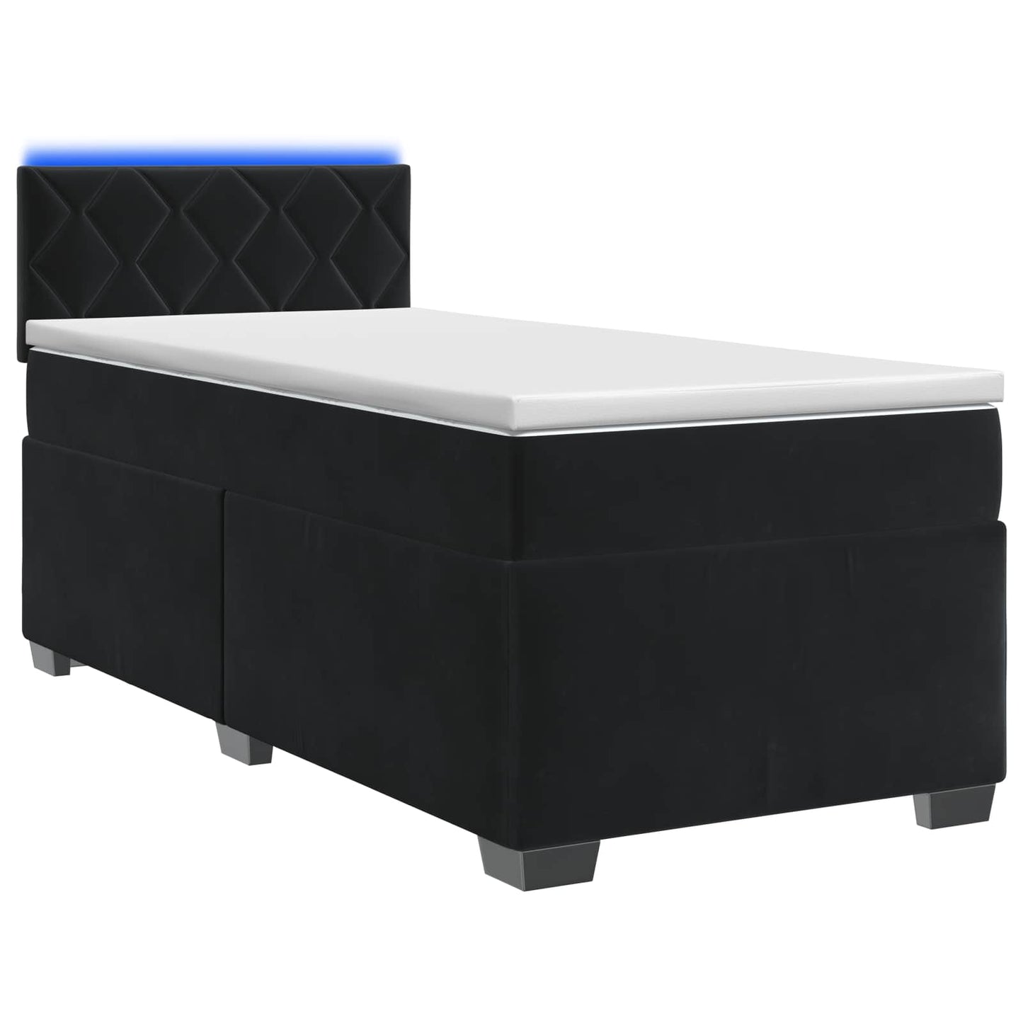 Box Spring Seng med Madras og LED Sort 90 x 190 cm Velour