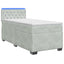 Box Spring Seng med Madras og LED Lysegrå 90 x 200 cm Velour