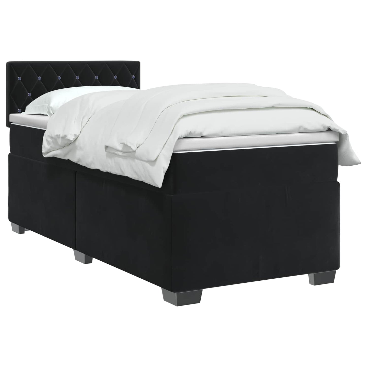 Box Spring Seng med Madras og LED Sort 100 x 200 cm Velour
