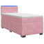 Box Spring Seng med Madras og LED Lyserød 100 x 200 cm Velour