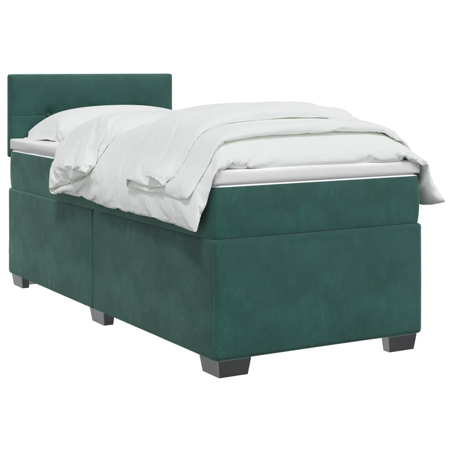 Box Spring Seng med Madras og LED Mørkegrøn 100 x 200 cm Velour