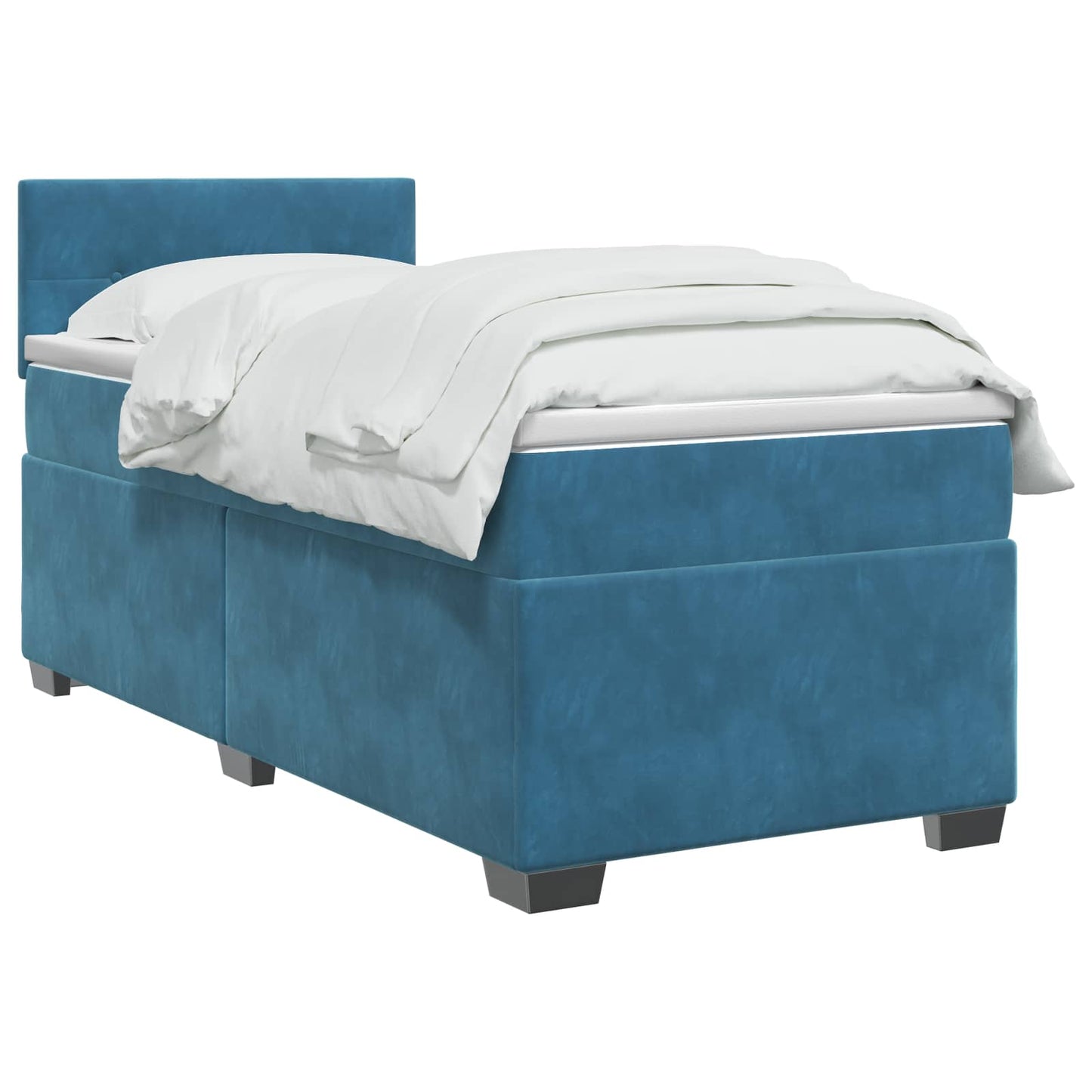 Box Spring Seng med Madras og LED Blå 100 x 200 cm Velour