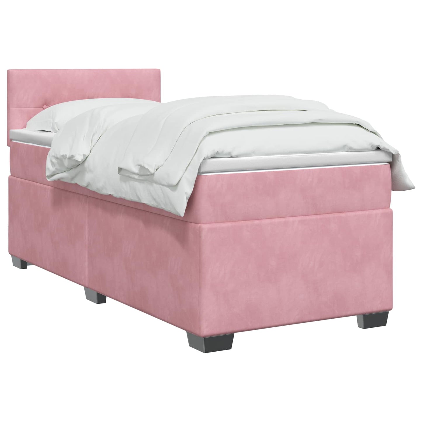 Box Spring Seng med Madras og LED Lyserød 100 x 200 cm Velour