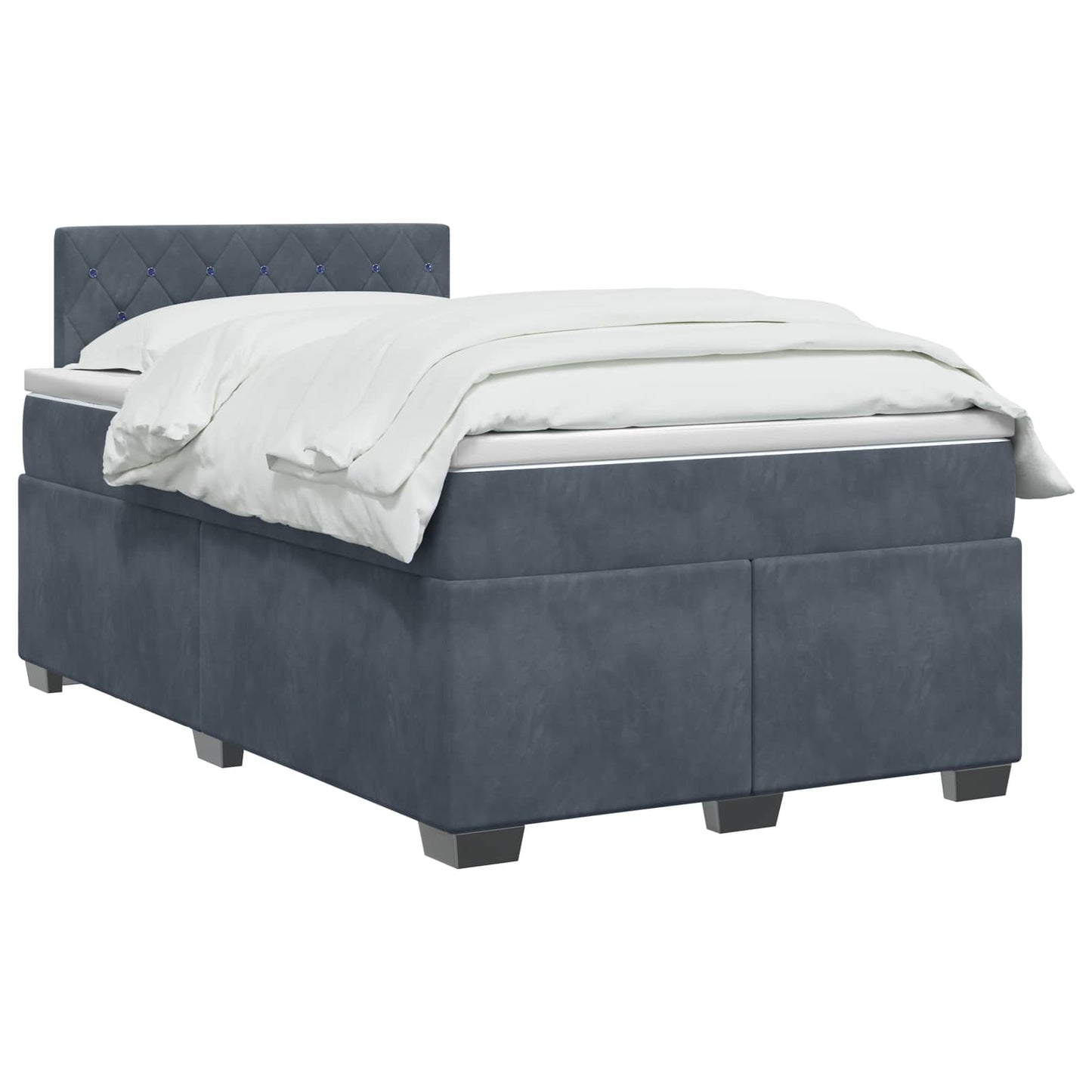 Box Spring Seng med Madras og LED Mørkegrå 120 x 190 cm Velour