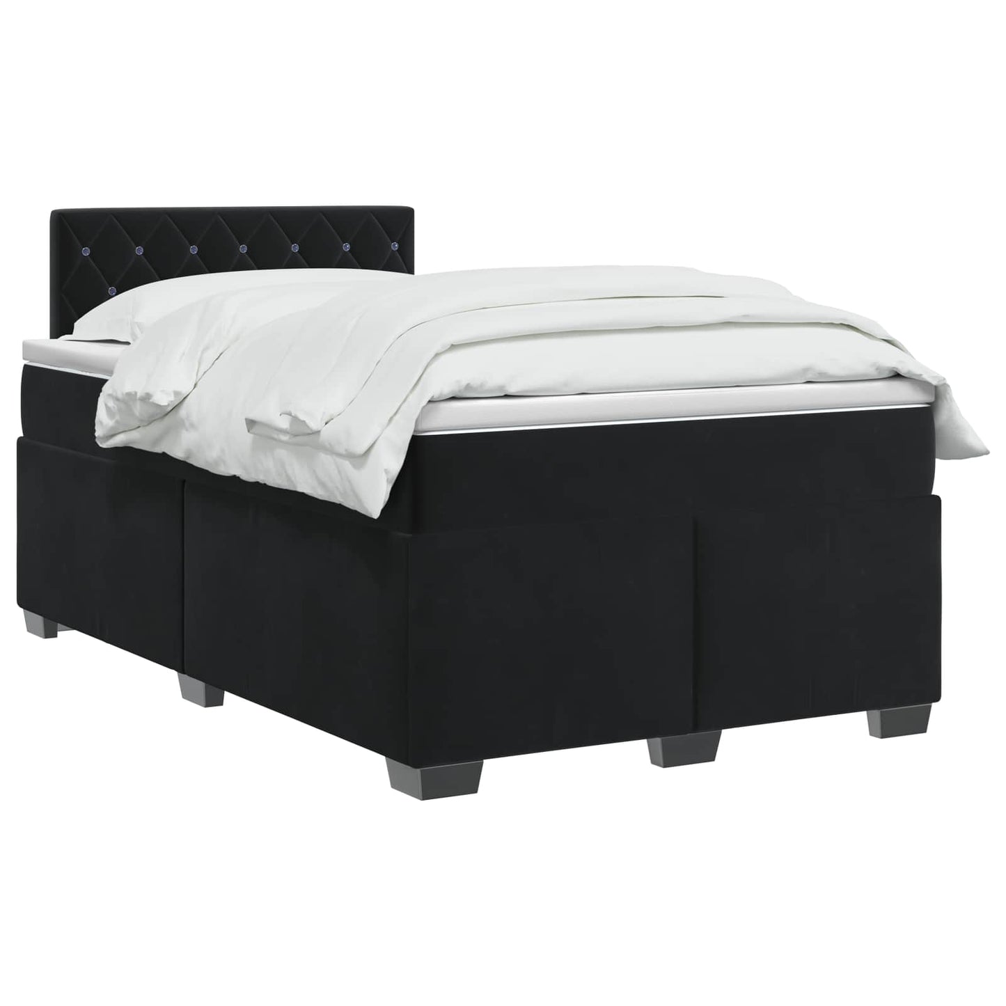 Box Spring Seng med Madras og LED Sort 120 x 190 cm Velour