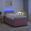Box Spring Seng med Madras og LED Lyserød 120 x 200 cm Velour