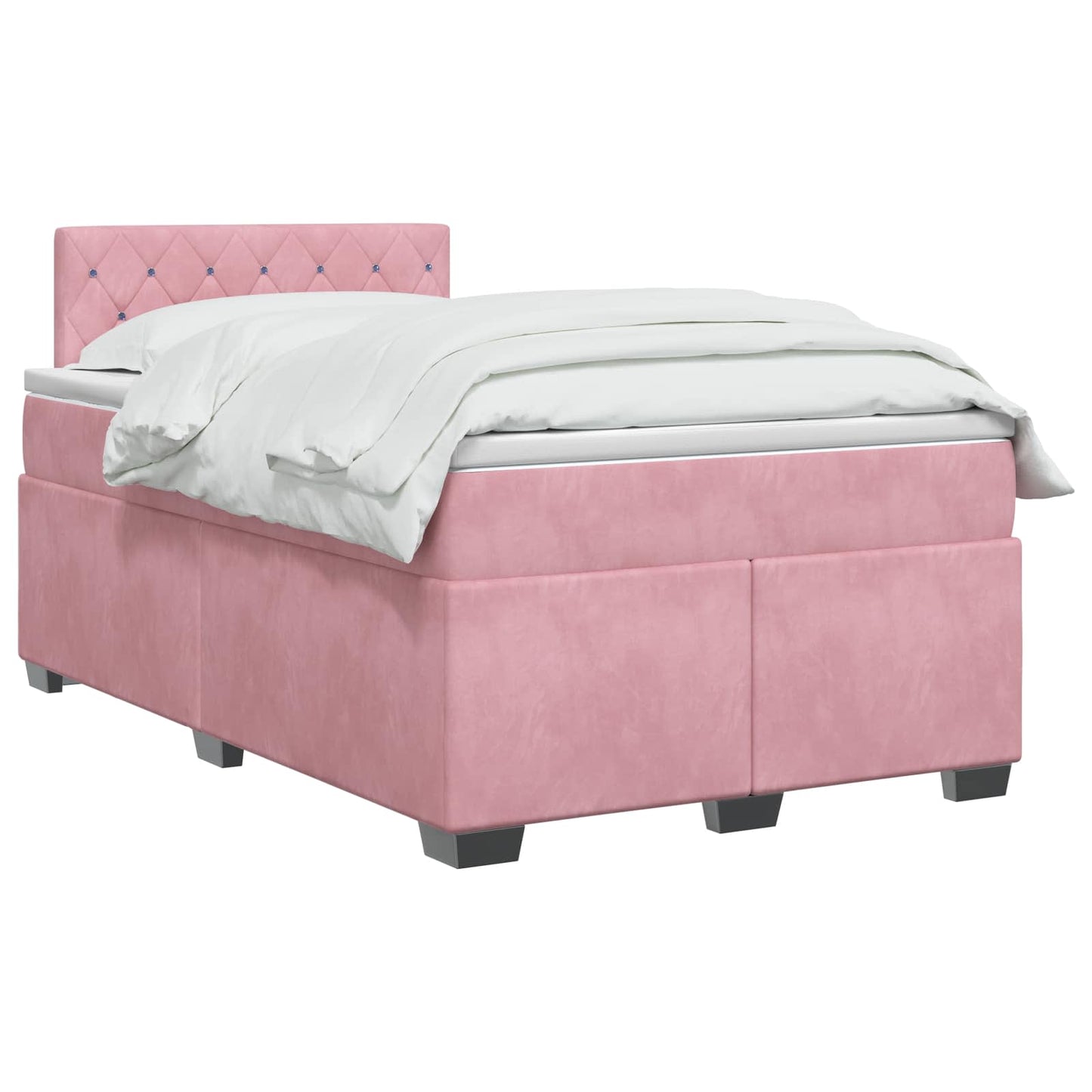 Box Spring Seng med Madras og LED Lyserød 120 x 190 cm Velour