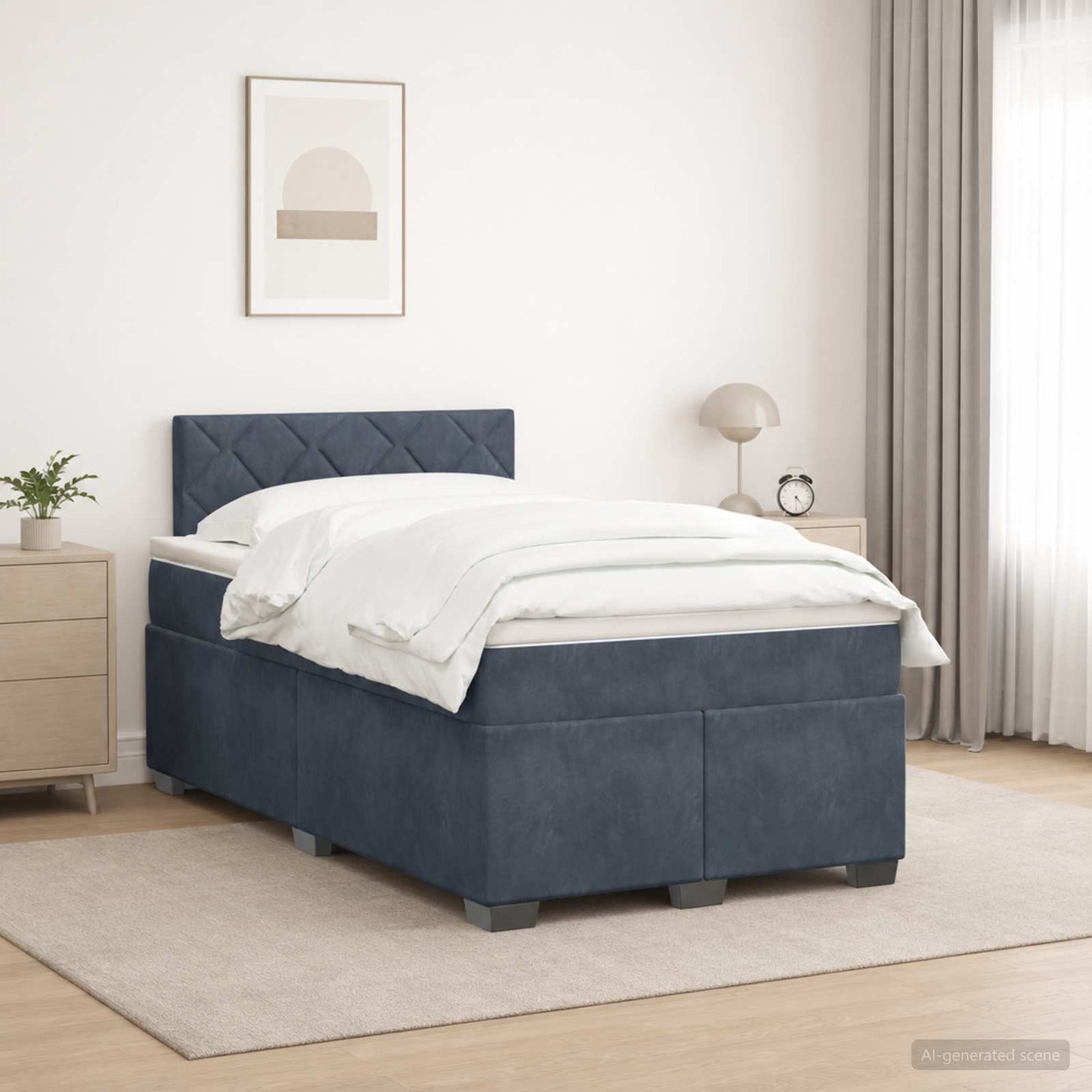 Box Spring Seng med Madras og LED Mørkegrå 120 x 200 cm Velour