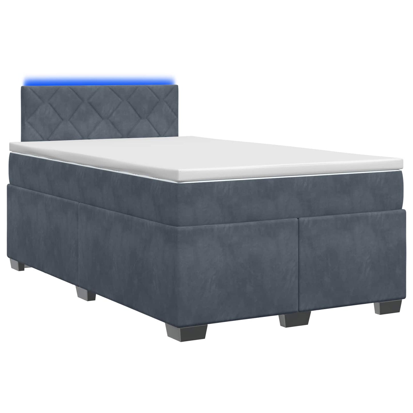 Box Spring Seng med Madras og LED Mørkegrå 120 x 190 cm Velour