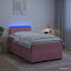 Box Spring Seng med Madras og LED Lyserød 120 x 200 cm Velour