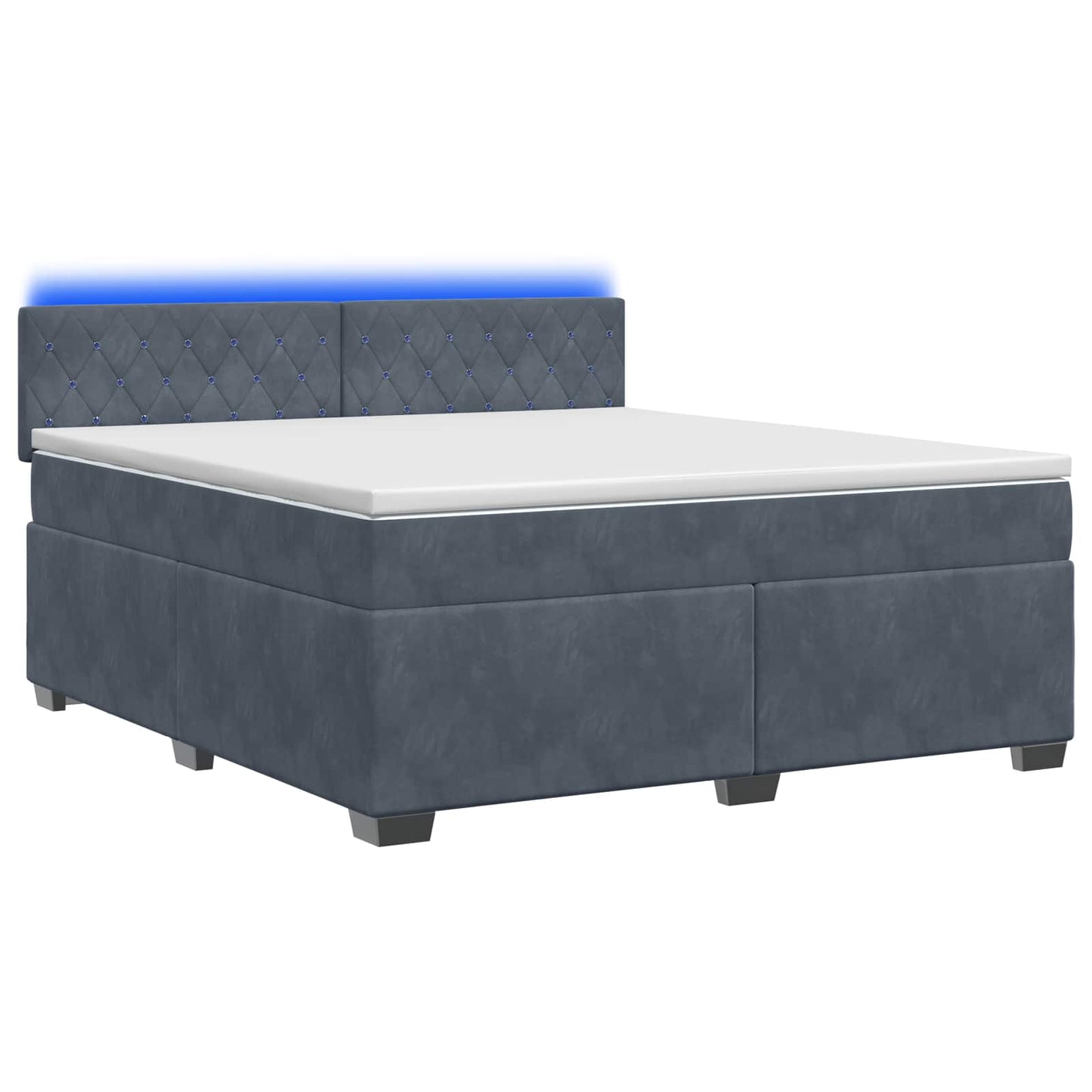 Box Spring Seng med Madras og LED Mørkegrå 140 x 190 cm Velour