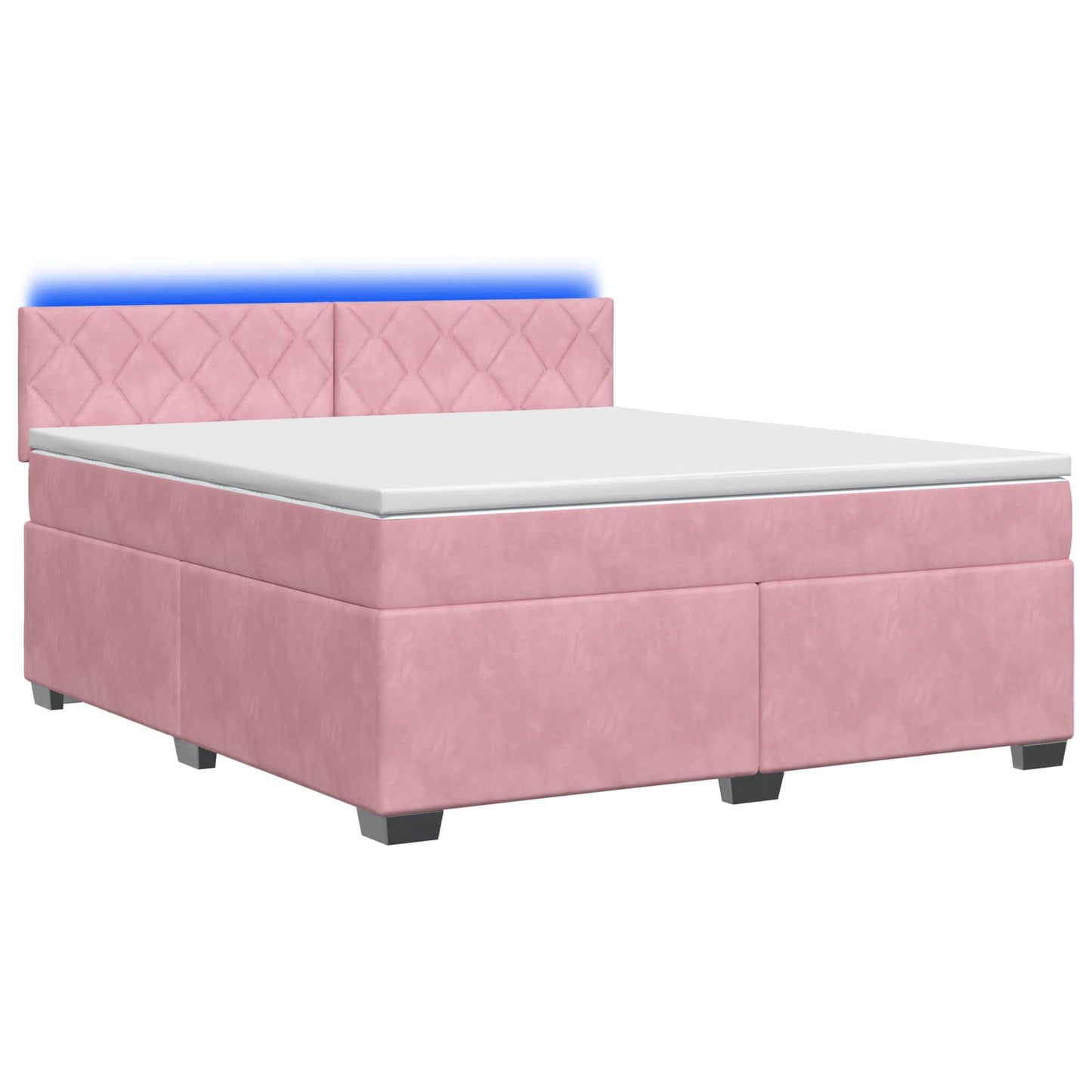 Box Spring Seng med Madras og LED Lyserød 140 x 200 cm Velour