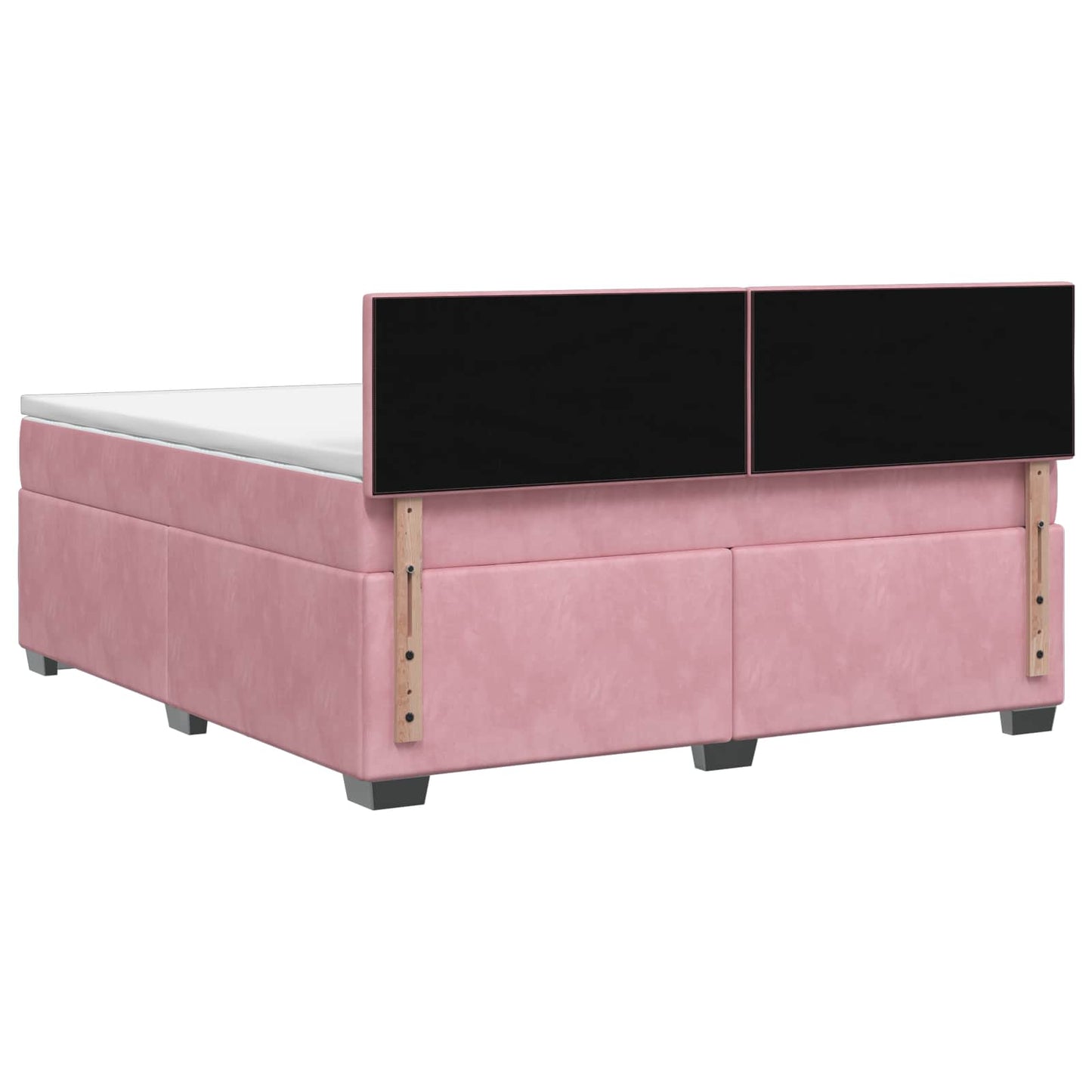 Box Spring Seng med Madras og LED Lyserød 140 x 200 cm Velour