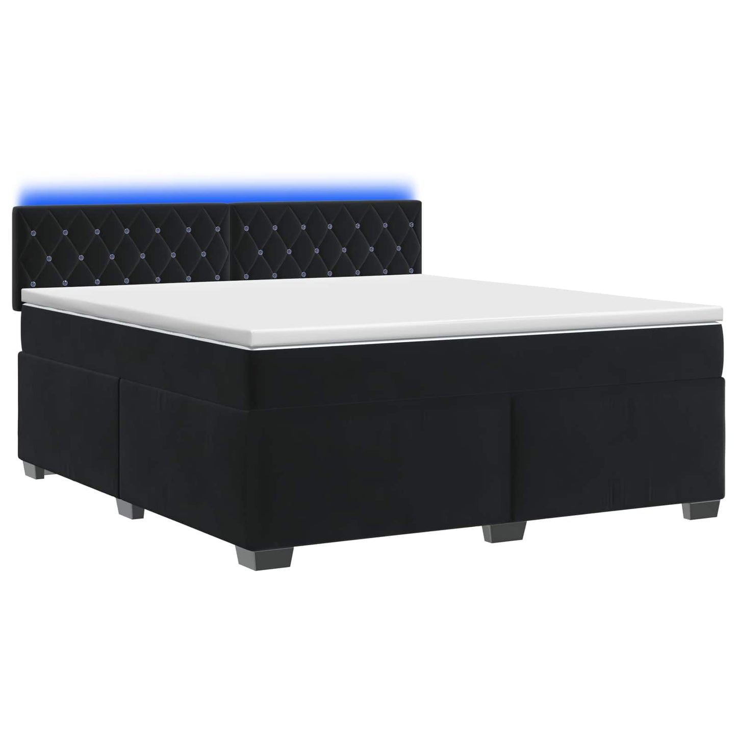 Box Spring Seng med Madras og LED Sort 160 x 200 cm Velour