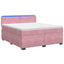 Box Spring Seng med Madras og LED Lyserød 160 x 200 cm Velour