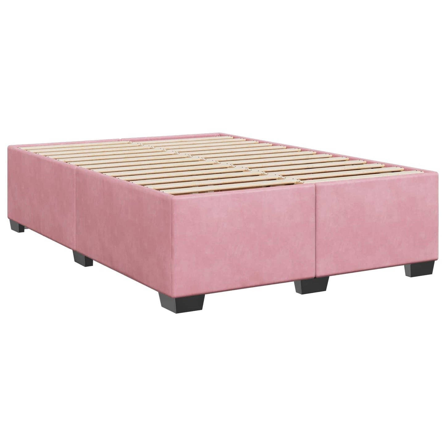 Box Spring Seng med Madras og LED Lyserød 160 x 200 cm Velour