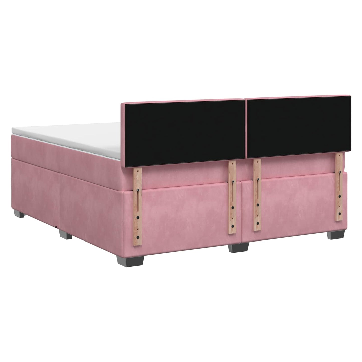 Box Spring Seng med Madras og LED Lyserød 160 x 200 cm Velour