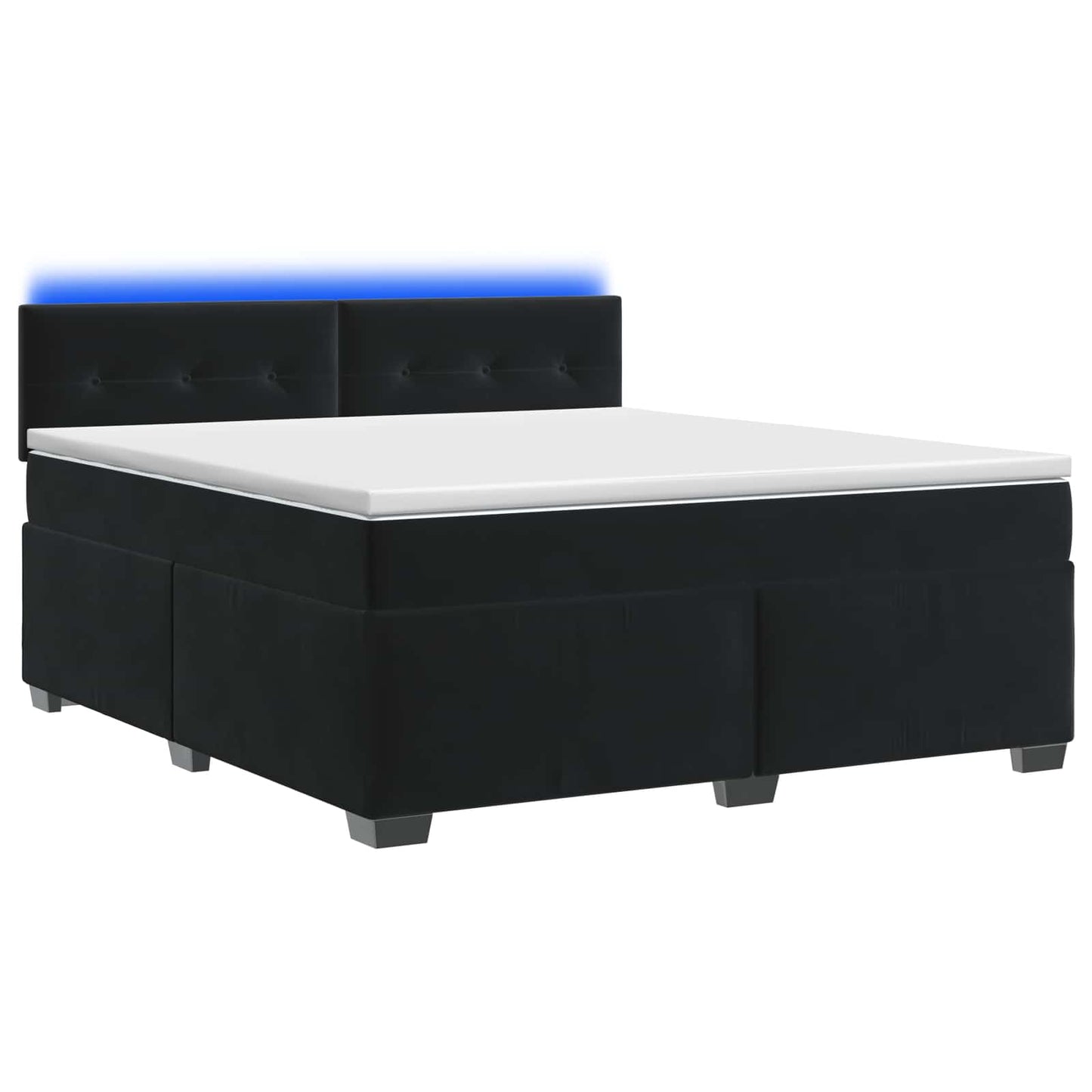 Box Spring Seng med Madras og LED Sort 160 x 200 cm Velour