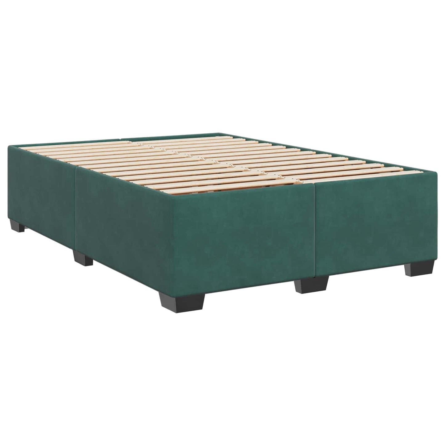 Box Spring Seng med Madras og LED Mørkegrøn 160 x 200 cm Velour