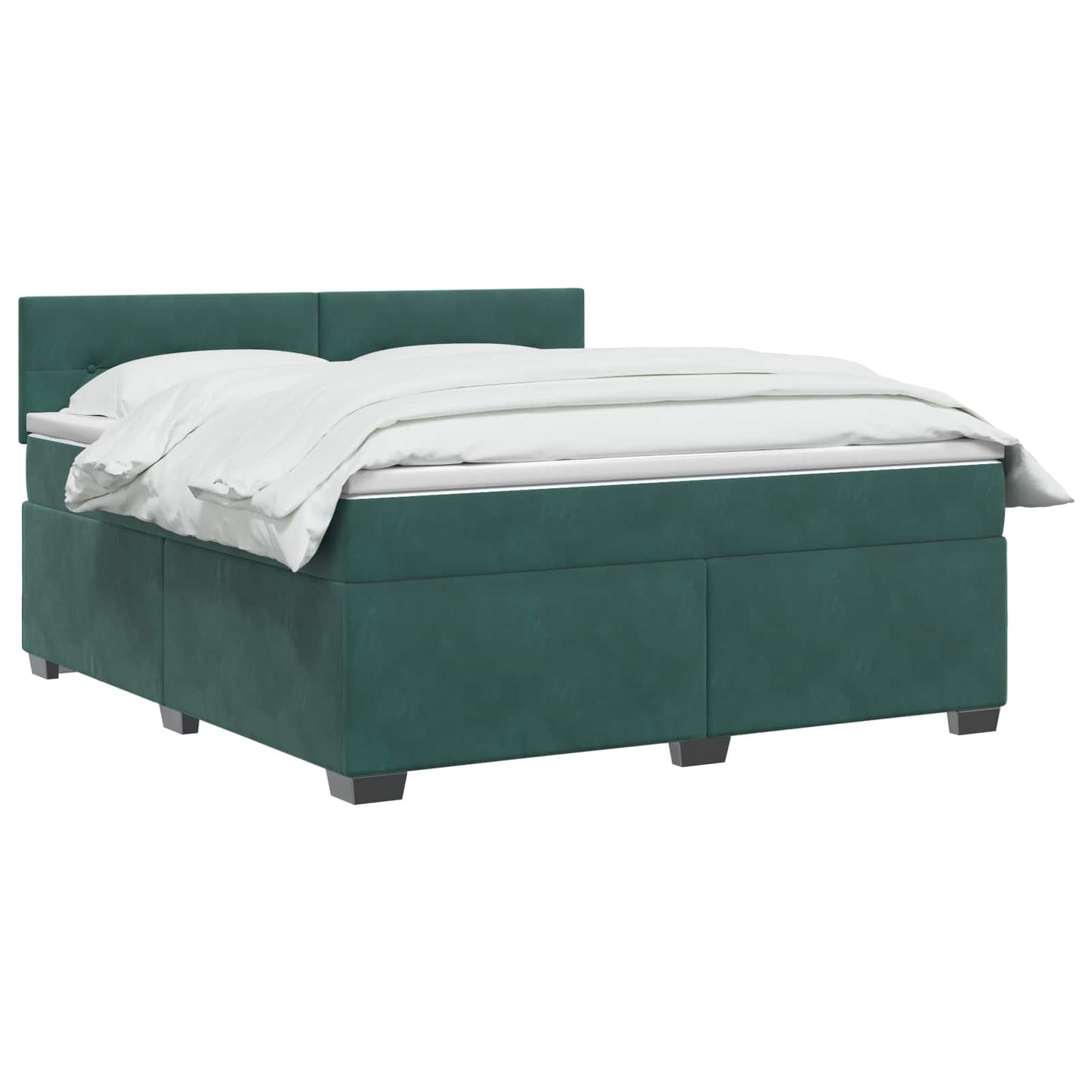 Box Spring Seng med Madras og LED Mørkegrøn 160 x 200 cm Velour