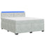 Box Spring Seng med Madras og LED Lysegrå 160 x 200 cm Velour